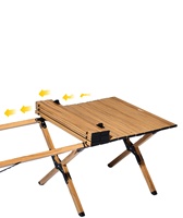 Mesa Portátil de Aleación de Aluminio para Camping, con Diseño de Madera, Desmontable, Enrollable, para Picnic al Aire Libre, Plegable
