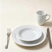 Ensemble de bols en porcelaine blanche, vaisselle personnalisée écologique avec bord large et plat, sans BPA et compatible lave-vaisselle pour la cuisine à domicile