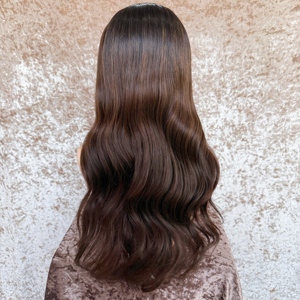 Perruque juive HD Lace Top en cheveux européens de qualité supérieure à nœud unique brune avec mèches <span class=keywords><strong>caramel</strong></span> perruque Lace Front de <span class=keywords><strong>couleur</strong></span> avec doublure en soie - Product Image 6