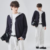 APO OEM/ODM Herren Hochwertige Herbst/Winter Kunstleder-Layered-Jacke Einfarbig Locker Sitzend Langarm mit Kapuze Einreihig