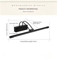 Lampe murale LED sans perçage à double courbure pour miroir, étanche, pour salle de bain, avec support en fer