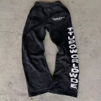 Pantalon de survêtement vintage en coton épais délavé à l'acide, brodé et vieilli, effet soleil délavé, personnalisé OEM/ODM pour homme