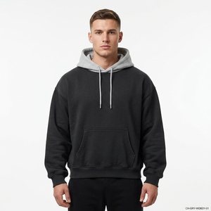 Sweat à capuche unisexe 380g de haute qualité, épais, thermique, coupe ample, en coton et polyester, imprimé numérique uni, anti-plis, pour l'automne - Product Image 2