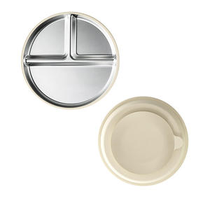 Food Grade 304 Stainless Steel <b>Kids</b> Plates with Removable Silicone Sleeves and Suction Base Dishwasher Safe Baby <b>Dining</b> Dishes - Product Image 5