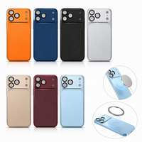 Coque magnétique antichoc en PC rouge bordeaux avec dos mat et film protecteur d'objectif pour iPhone 11 12 13 14 15 16 17 18