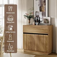 Buffet minimaliste avec poignée dissimulée et éclairage LED, armoire de rangement en bois avec tiroir pour salle à manger, cuisine, entrée