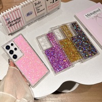 Pour Samsung S23u Apple 17 Pro Max coque bord diamant goutte colle étui de téléphone portable Flash poudre filles couverture