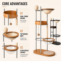 Tour pour chat en bois de luxe, mobilier d'intérieur avec double cabine, capsule pour chat en acrylique, tapis doux, poteau en sisal, OEM ODM disponible