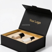 Boîte de papier magnétique cosmétique noire recyclable emballage de luxe de logo personnalisé de satin avec l'insertion d'EVA