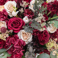 FB-N08 Sphère de fleurs artificielles superposées, Hortensia rouge et verdure mixte, pour Fête de fiançailles, Magasin de détail