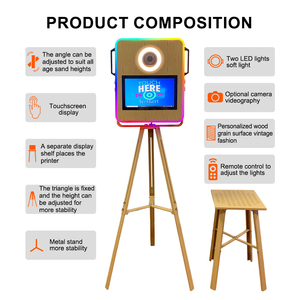 Nouvelle Arrivée Photobooth Vintage Effet Bois avec Écran Tactile 15,6 Pouces pour Mariages et Événements - Product Image 4