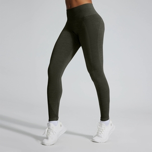 <span class=keywords><strong>Leggings</strong></span> de sport côtelés sans couture, effet froncé, taille haute, personnalisables OEM - Product Image 1