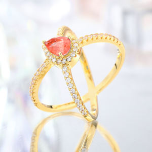 Wholesale Price Romantic Rose Pink Fusion Gold Plated Brass Cross <strong>Ring</strong> Cz Cross <strong>X</strong> <strong>Ring</strong> for Women - Product Image 3
