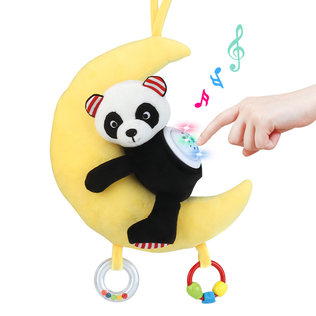 Baby Sleep Soother Sensory Panda Stuffed Toy Tummy Time Noise Sound Machine Night Light Projector Plush Toy for Baby