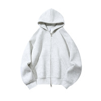 Sweat-shirt à capuche épais 460G avec double fermeture éclair, en polaire, couleur unie, coupe ample, 5XL, haut de gamme, pour homme, automne, en polyester et coton Hua
