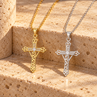 Pendentif breloque en alliage de laiton plaqué or 18 carats avec zircon, motif croix, pour la fabrication de colliers et bracelets, accessoires de mariage chrétien