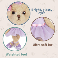 Boneka beruang Teddy berbaju ungu gadis boneka hewan balerina hadiah Recital grosir OEM ODM mainan beruang ramah lingkungan boneka Hula
