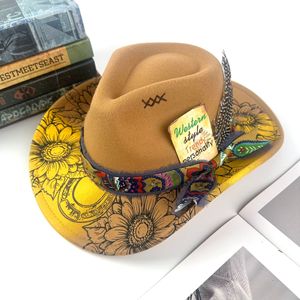 Unisex de lujo de lana <span class=keywords><strong>Texas</strong></span> Ranger llavero y hebilla de cinturón 2025 logotipo personalizado al por mayor sombreros Fedora de vaquero para Hombres estilo occidental - Product Image 1