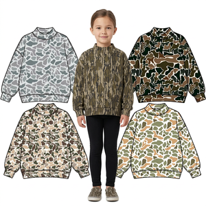 Hot Selling Girls Camo Print <b>Mock</b> <b>Neck</b> Long Sleeve Sweatshirt Casual Pullover <b>Tops</b> Custom Logo - Product Image 1