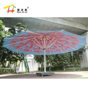Parasol d'extérieur design moderne grand luxe 5 ~ 9 mètres en option parapluie à distance LED imperméable coupe-vent avec marbre - Product Image 6