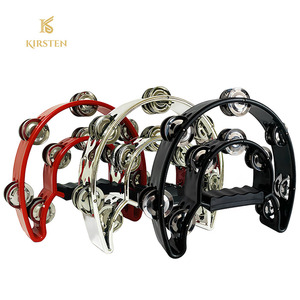 Instrument de percussion tenu dans la main Jingles en métal Tambourins <span class=keywords><strong>demi</strong></span>-<span class=keywords><strong>lune</strong></span> <span class=keywords><strong>Tambourin</strong></span> à double rangée pour enfants adultes - Product Image 1