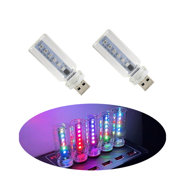 Plug & Play USB LED Car Ambient Light Touch Dimming Multicolor RGB Atmosphere Lamp with Flash for Car Room Decoration