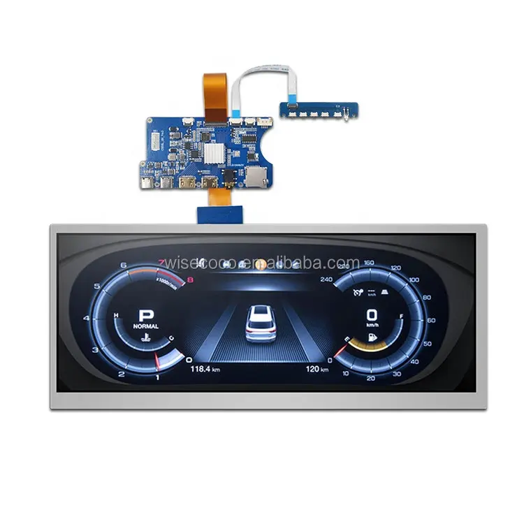 Wisecoco Écran de groupe d'instruments Lcd Solution 12.3 pouces Universel Lvds Barre étirée Tft Affichage Lcd Compteur de vitesse