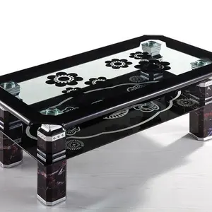 hot sale coffee table with tempered glass curved glass