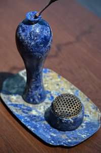 Jarrón de Mármol Azul Boliviano Hecho a Mano de Primera Calidad, Decoración Artística Elegante para Sala de Estar y Dormitorio - Product Image 6