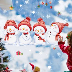 Adhesivo Electrostático para Ventana con Diseño de Muñeco de Nieve de Dibujos Animados, Multiexpresión, Impresión a Doble Cara - Product Image 1