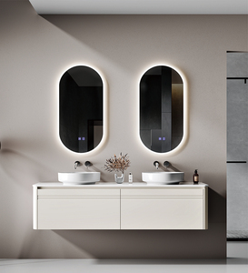 Oumeiga treo tường phòng tắm Vanity PVC carcase không thấm nước LED gương với Hidden lưu trữ gốm bồn rửa đồ nội thất loại - Product Image 3