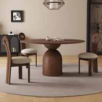 Table à manger ronde en bois massif noyer STG moderne 120 cm, style minimaliste européen et américain, pour 6 personnes, mobilier d'appartement scandinave