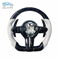Volant sport en fibre de carbone forgé avec garniture en carbone et palettes en cuir blanc pour BMW F80 F82 F10 F12 F13 F15 F16 F20 F22 F30