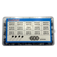 Kit de 600 Transistores To-92, 15 Valores, Transistores de Potencia Bipolares 2N222 2N3904 2N3906 2N5401 A1015 C1815 S8050 S9012 S9018