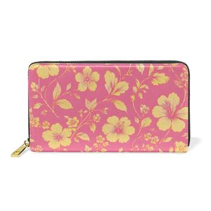 Cartera con Cierre de Cremallera en Rosa Vibrante y Amarillo con Diseño Floral, Elegante Cartera de Cuero Vegano con Bloques de Color y 12 Ranuras para Tarjetas - Product Image 3