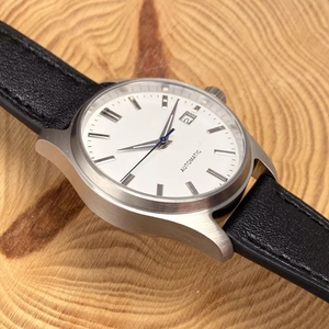 Montre mécanique pour homme ODM/ODM 39 mm, cadran blanc <span class=keywords><strong>GS</strong></span>, aiguille bleue, étanche 50 m, bracelet en cuir, montres classiques pour affaires - Product Image 4