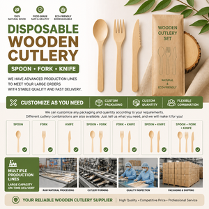 Cucchiaio di Legno Monouso Luckyvanpin 185mm Rinforzato in Betulla Biodegradabile Ecologico <span class=keywords><strong>per</strong></span> Feste Confezione da 100 Pezzi Ingrosso Personalizzabile - Product Image 6