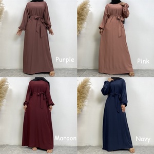6673# Latest Modest Ramadan Dress Simplicity Casual Versatile Islamic Dubai Abaya Women Muslim Dress 13 Colors - Product Image 4