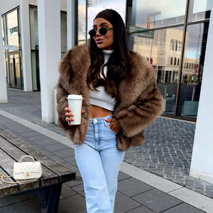 <span class=keywords><strong>Manteau</strong></span> en fausse fourrure de renard OFTBUY pour <span class=keywords><strong>femme</strong></span>, veste courte rayée oversize, épaisse, moelleuse et chaude pour l'<span class=keywords><strong>hiver</strong></span>, personnalisable OEM, faible MOQ, expédition rapide - Product Image 5