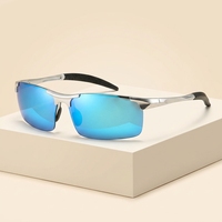 Lunettes de soleil polarisées pour hommes, monture métallique tendance, demi-cerclées, pour le cyclisme, la conduite, les voyages et les sports