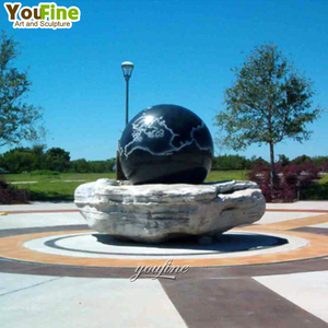 <span class=keywords><strong>Fontana</strong></span> d'Acqua con Sfera Fluttuante in Marmo e Granito, Elemento Decorativo da Giardino, Sfera in Pietra Lucidata Intagliata a Mano per Patio e Cortile - Product Image 4