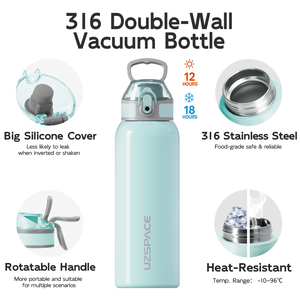 Termo Portátil de Acero Inoxidable 316 con Aislamiento al Vacío, Tapa Antiderrames con Agarre, Aislamiento Térmico de 12-24 Horas, para Camping - Product Image 3