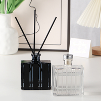 Bouteille en verre de diffuseur de parfum d'impression en soie de dessus de liège carré plat vide personnalisé de 200ml