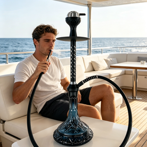 Set de Shisha Portátil con Base de Vidrio de 6 Colores, 60CM, de Lujo, de Aleación de Aluminio, con Diseño de Bolígrafo Árabe, para Bares y Discotecas - Product Image 3