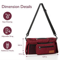 Sac à langer bandoulière en polyester imperméable, grande capacité, fermeture éclair, style tendance, toutes saisons, accessoire de poussette, organisateur suspendu pour landau