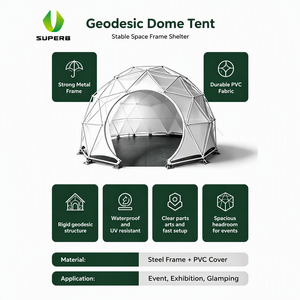 Tenda Geodetica Grande in PVC con Telaio in Metallo, Diametro Personalizzabile 3-8M, per Campeggio Familiare e Glamping, Adatta a Tutte le <span class=keywords><strong>Stagioni</strong></span>, Impermeabile - Product Image 2