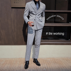 Traje de Negocios de 3 Piezas para Hombre, Cierre de Doble Botonadura, Pantalones con Cierre de Cremallera y Frente Plano, Diseño Transpirable, <span class=keywords><strong>Babu</strong></span> para el Lugar de Trabajo - Product Image 5