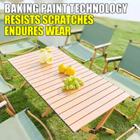 Table de camping multi-niveaux en acier haute teneur en carbone, pliable à 2 niveaux, pieds antidérapants en caoutchouc, installation rapide, cuisine extérieure portable