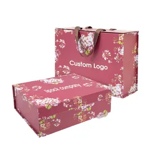 Lipack, venta al por mayor, ropa personalizada, zapatos, caja de cartón cosmética, regalo plegable de lujo, caja de papel de embalaje para <span class=keywords><strong>compras</strong></span> con asa de cinta - Product Image 1