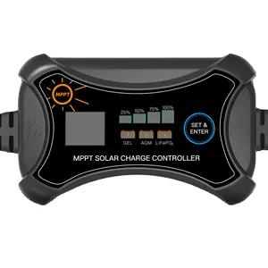 Helios Controlador de carga solar MPPT portátil Cargador solar inteligente 10A MPPT Regulador de panel solar de 10 amperios y 12 voltios